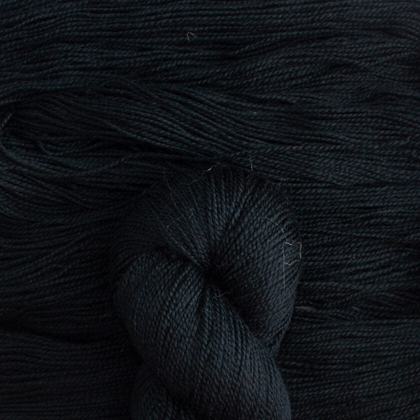 Close-up of black yarn with a skein on a dark background