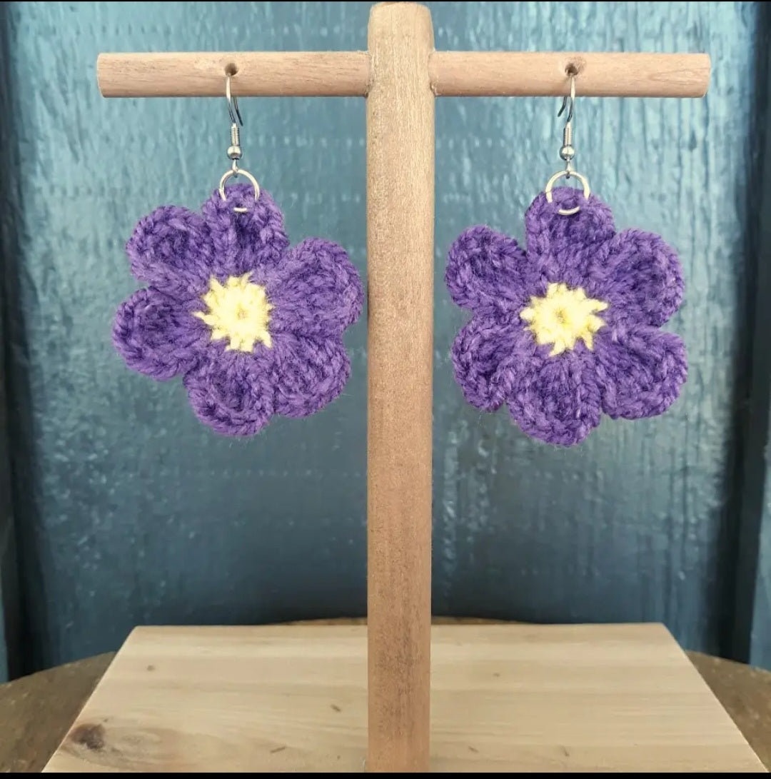 Crochet Flower Drop Earrings