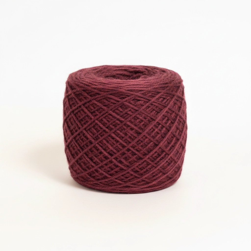 Ball of red yarn on a white background