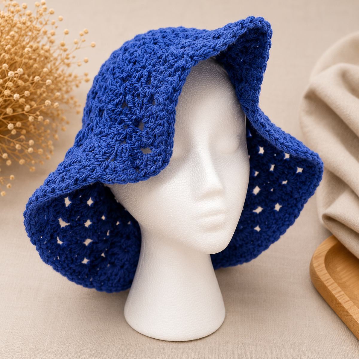 Handmade Crochet Granny Sun Hat | Cotton or Acrylic - Customizable