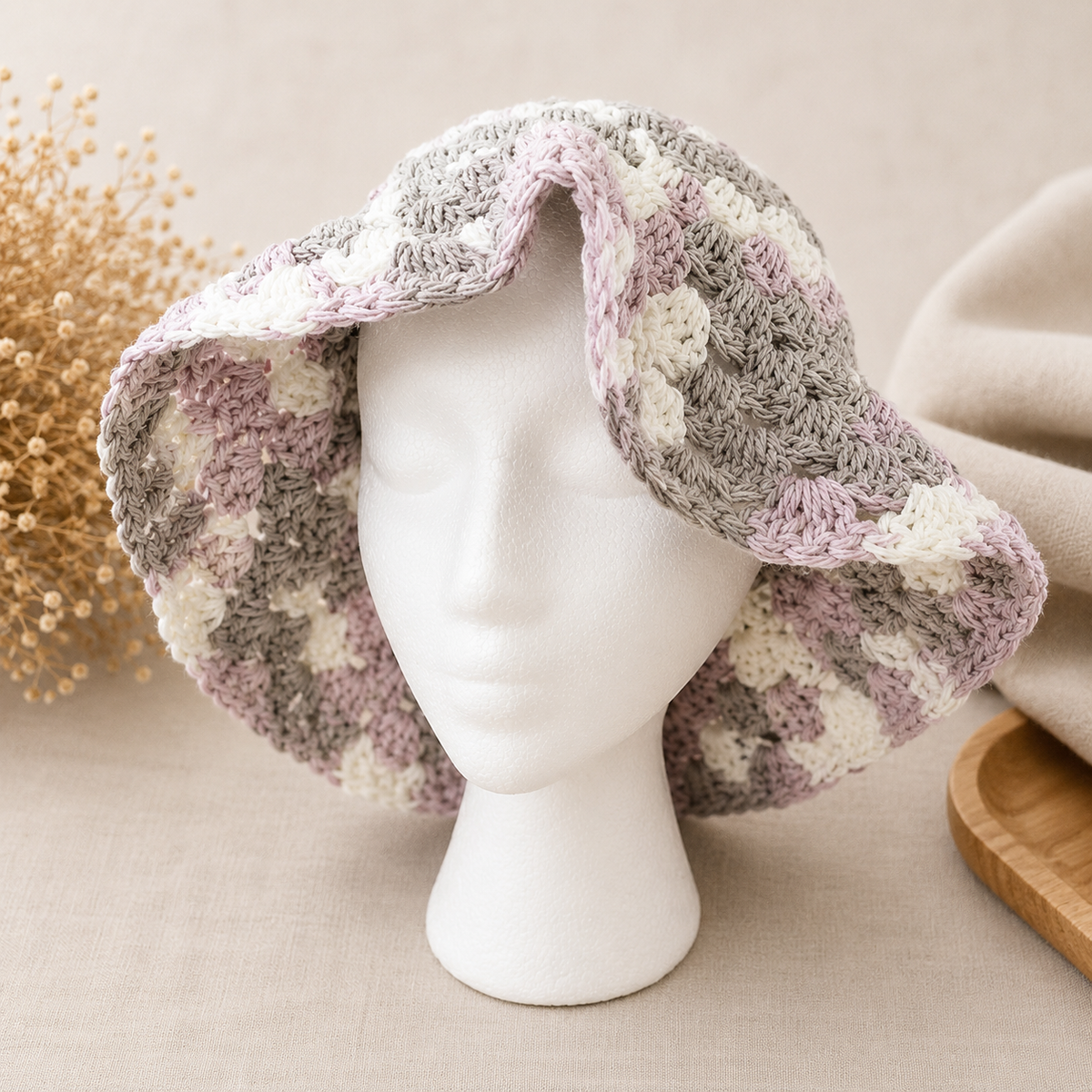 Handmade Crochet Granny Sun Hat | Cotton or Acrylic - Customizable