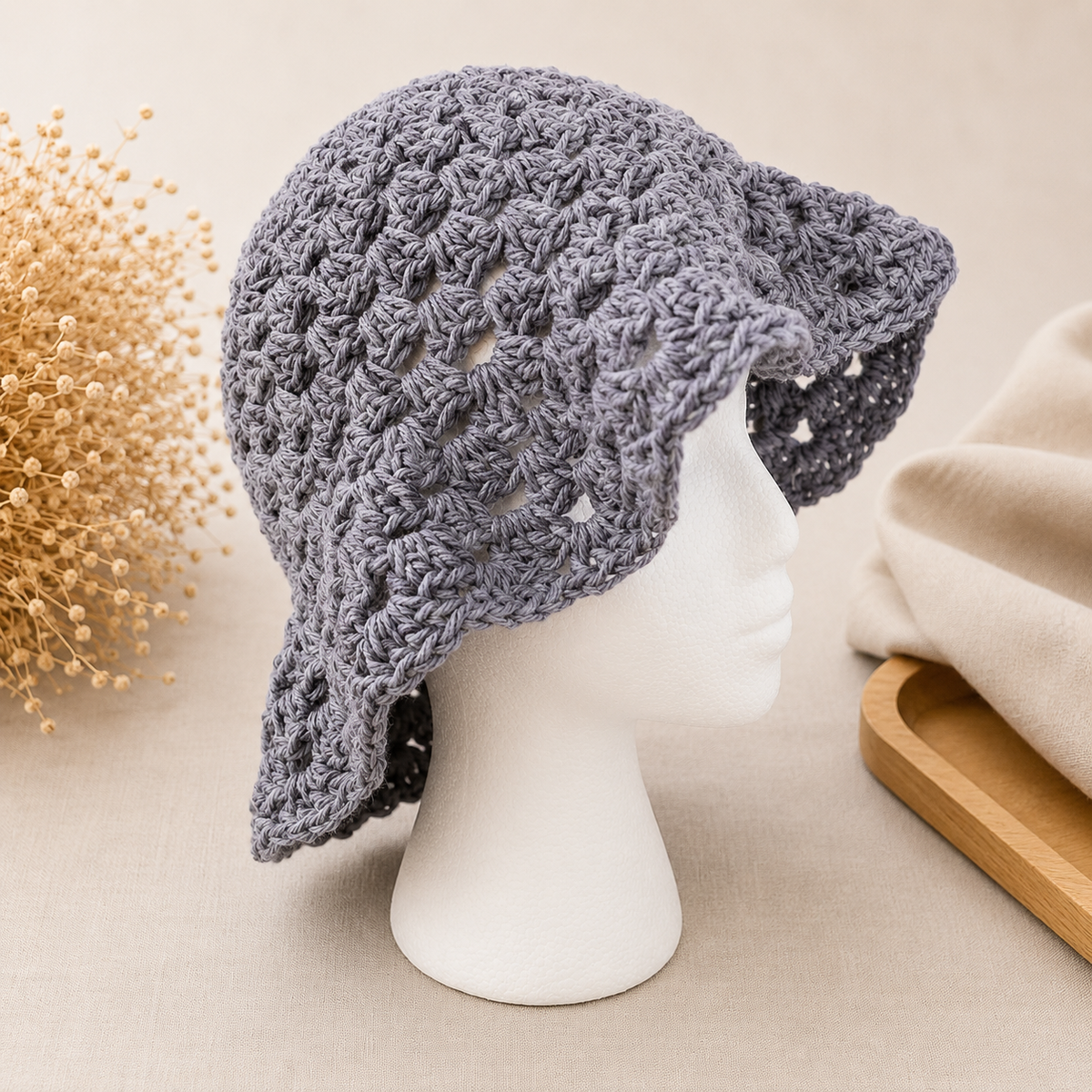 Handmade Crochet Granny Sun Hat | Cotton or Acrylic - Customizable