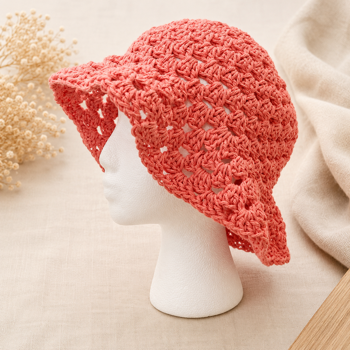 Handmade Crochet Granny Sun Hat | Cotton or Acrylic - Customizable