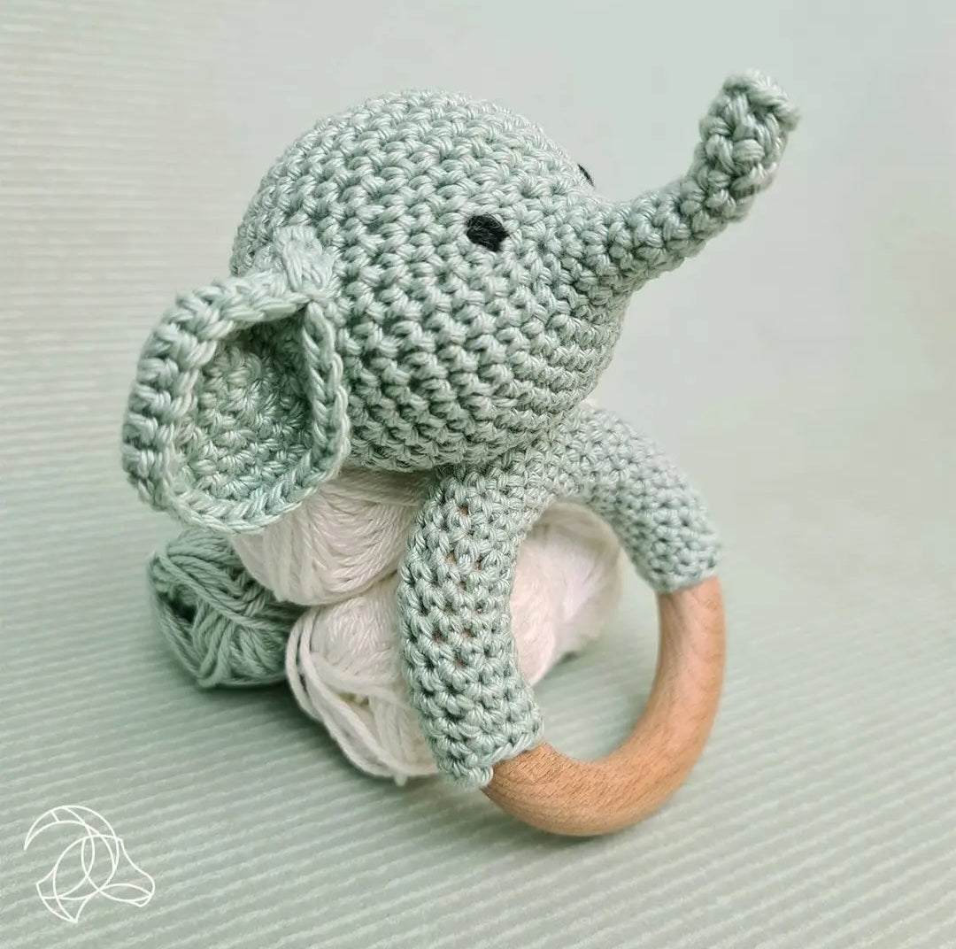 Baby Gift, Crocheted Elephant Rattle
