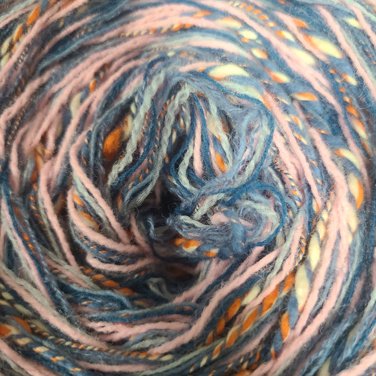 Close-up of a skein of multicolored yarn