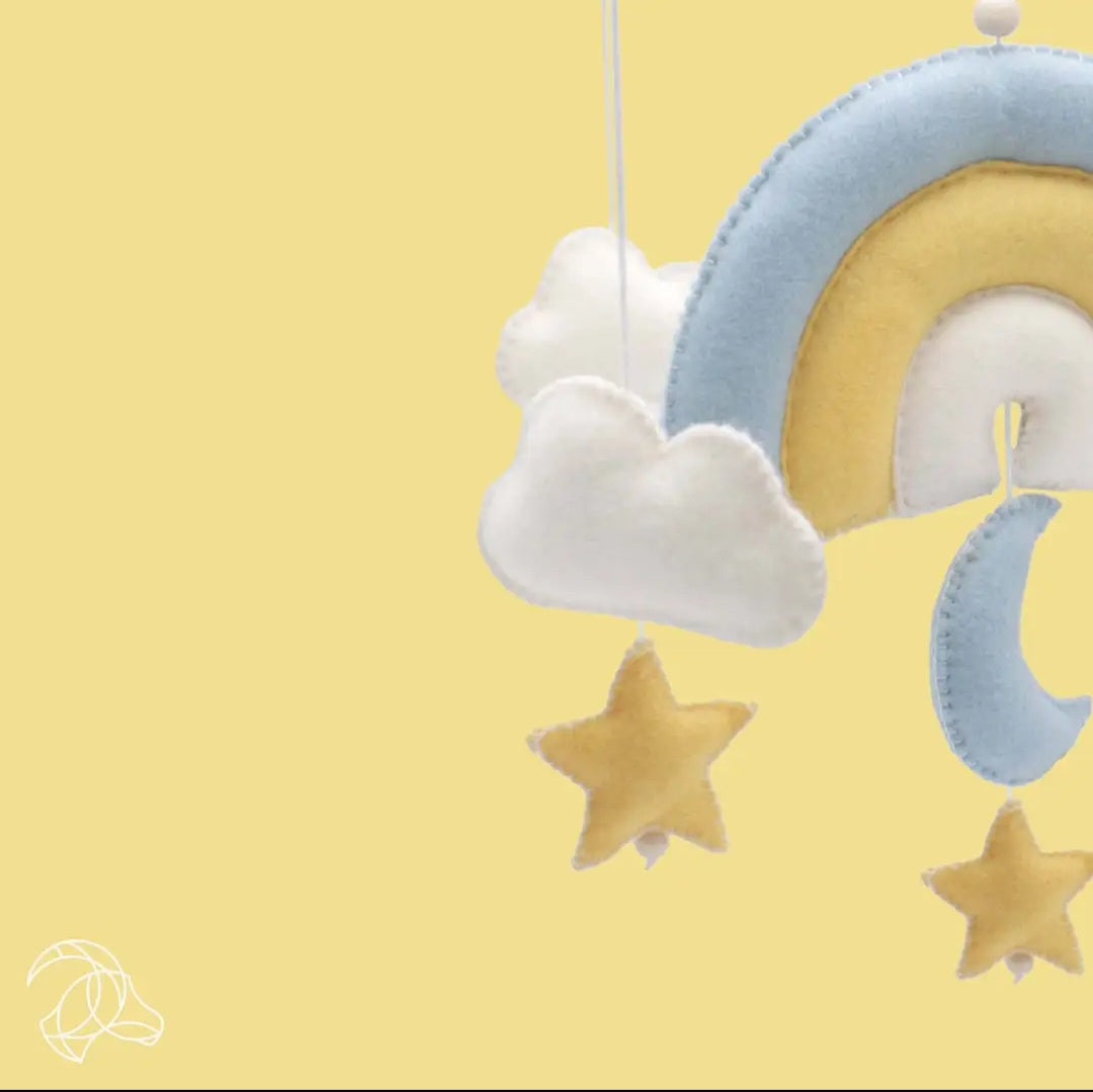 nursery decor rainbow blue and yellow sewing felt diy intermediate kit
