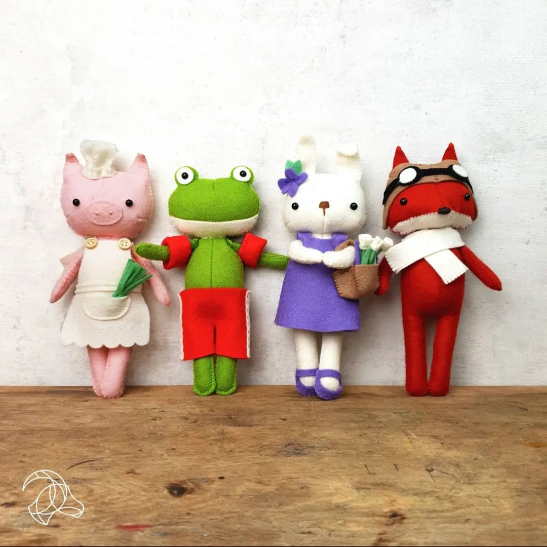 Fox, Bunny Frog, Pig Felt Sewing Kit