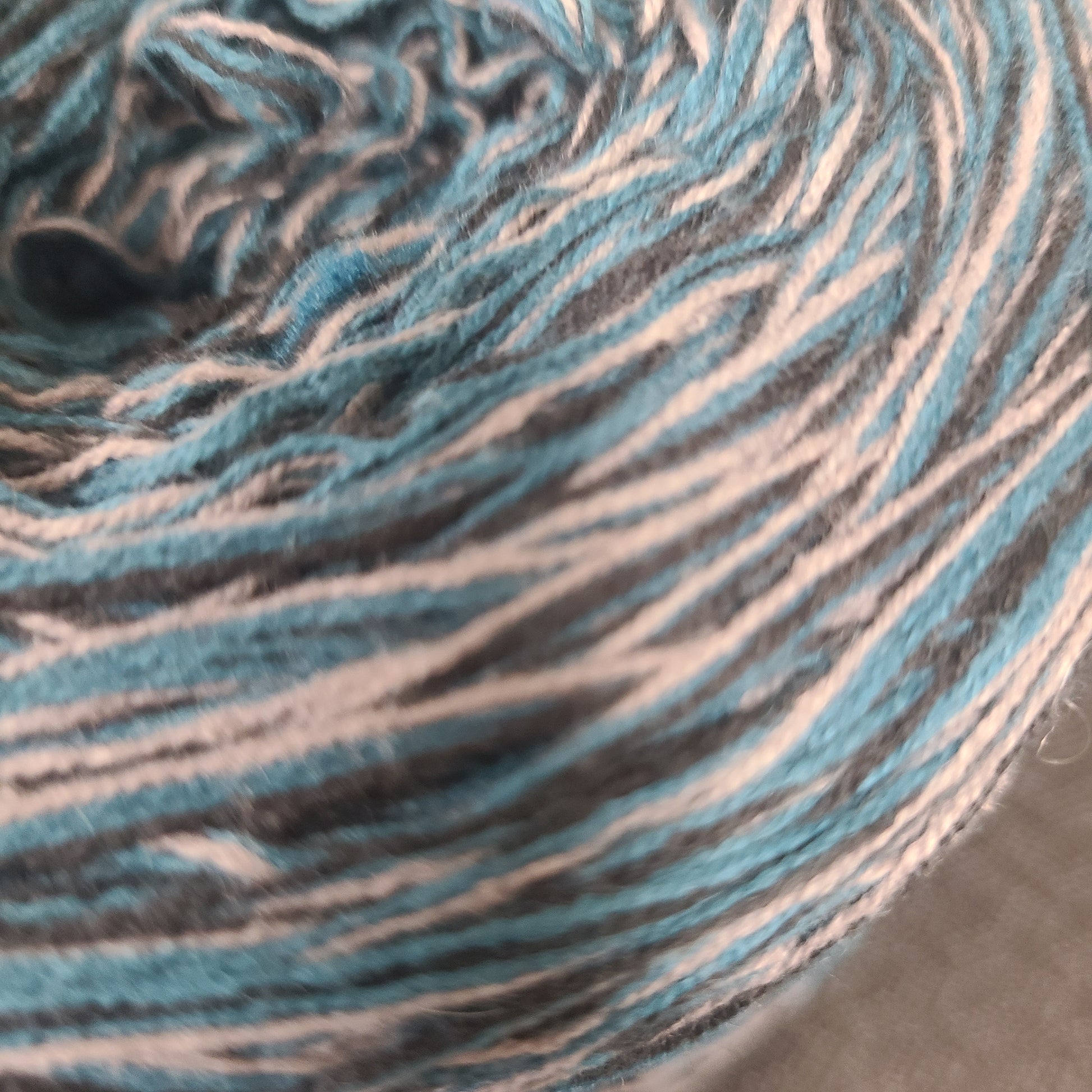 Close-up of blue and gray yarn