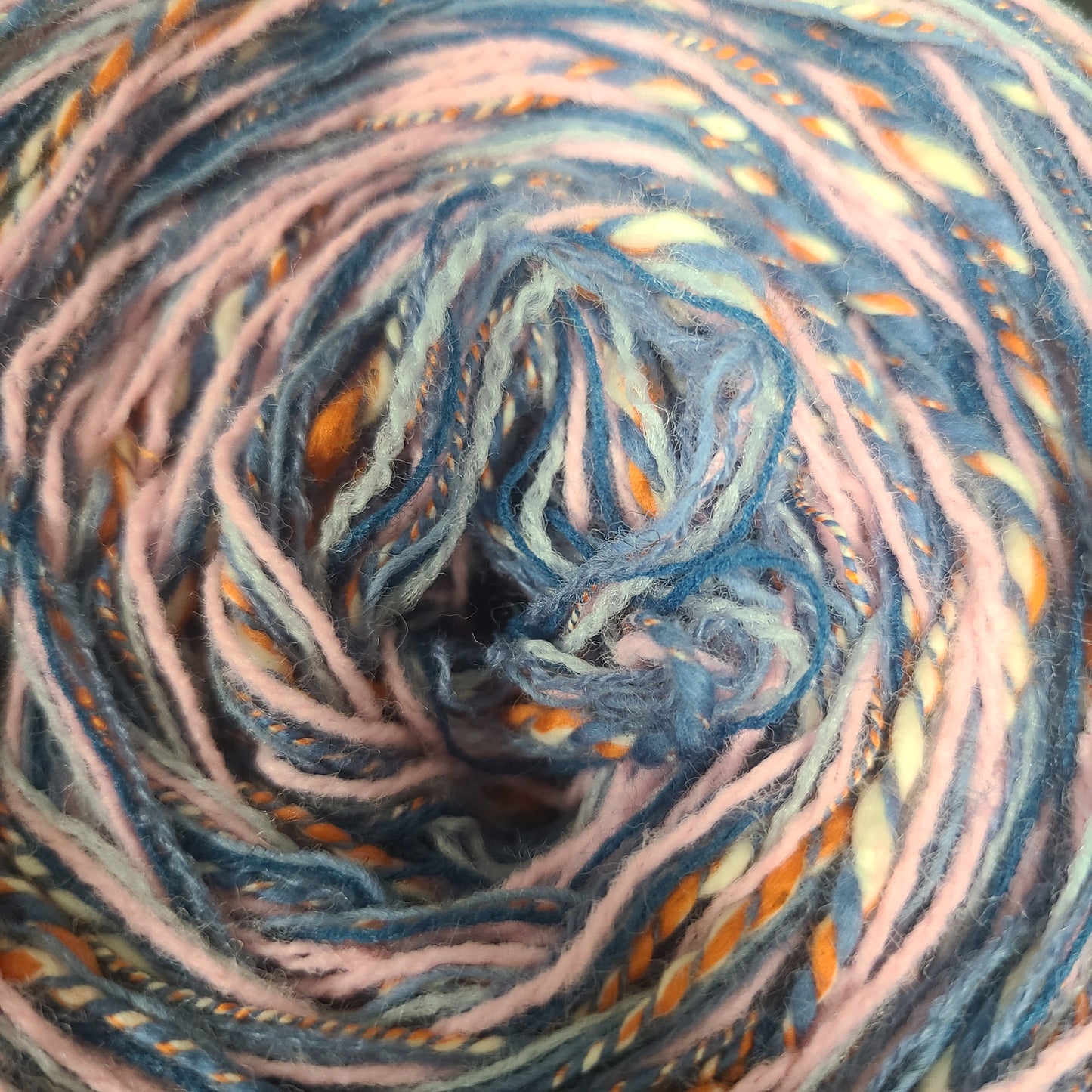 Close-up of a skein of multicolored yarn