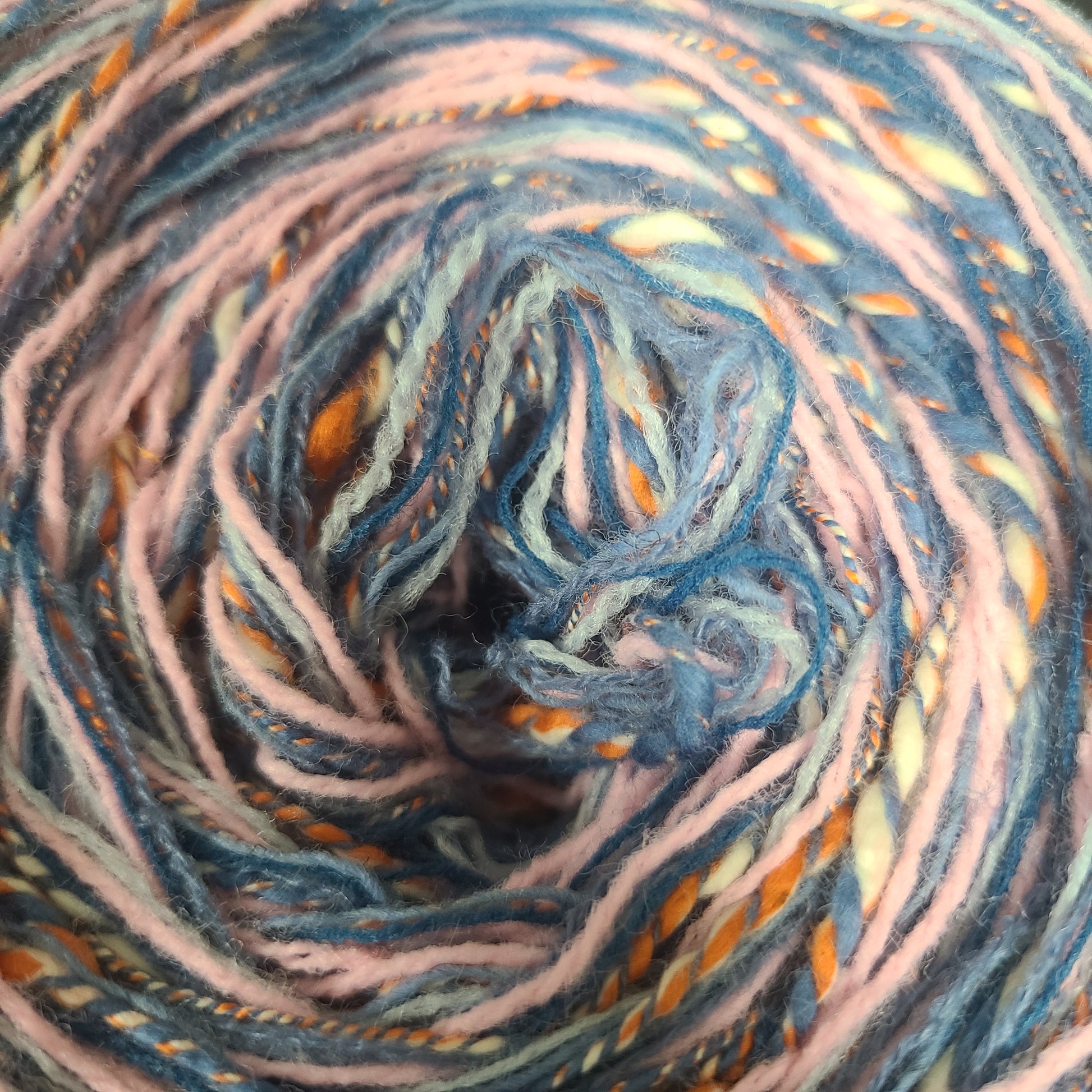Close-up of a skein of multicolored yarn