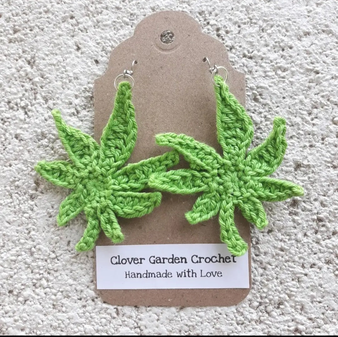 Crochet Leaf Earrings