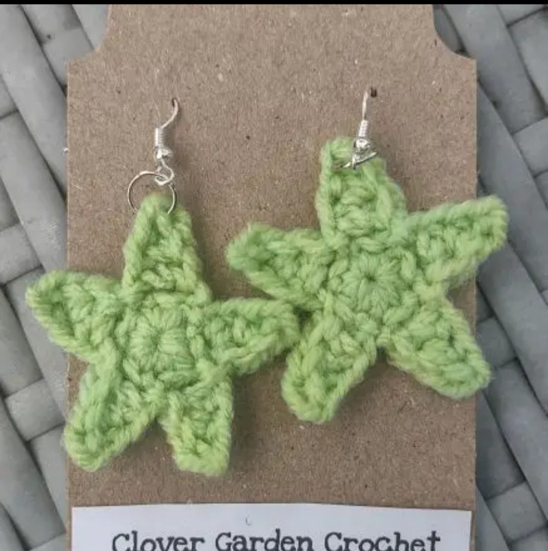 Crochet Star or Starfish Drop Earrings