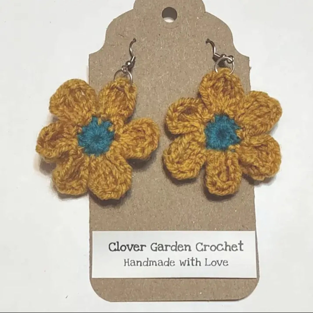 Crochet Flower Drop Earrings