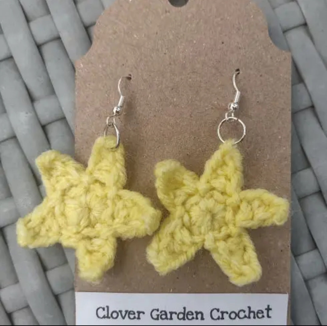 Crochet Star or Starfish Drop Earrings