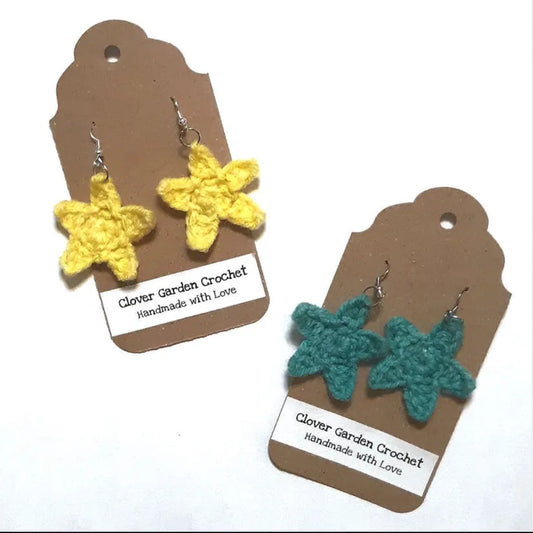 Crochet Star or Starfish Drop Earrings
