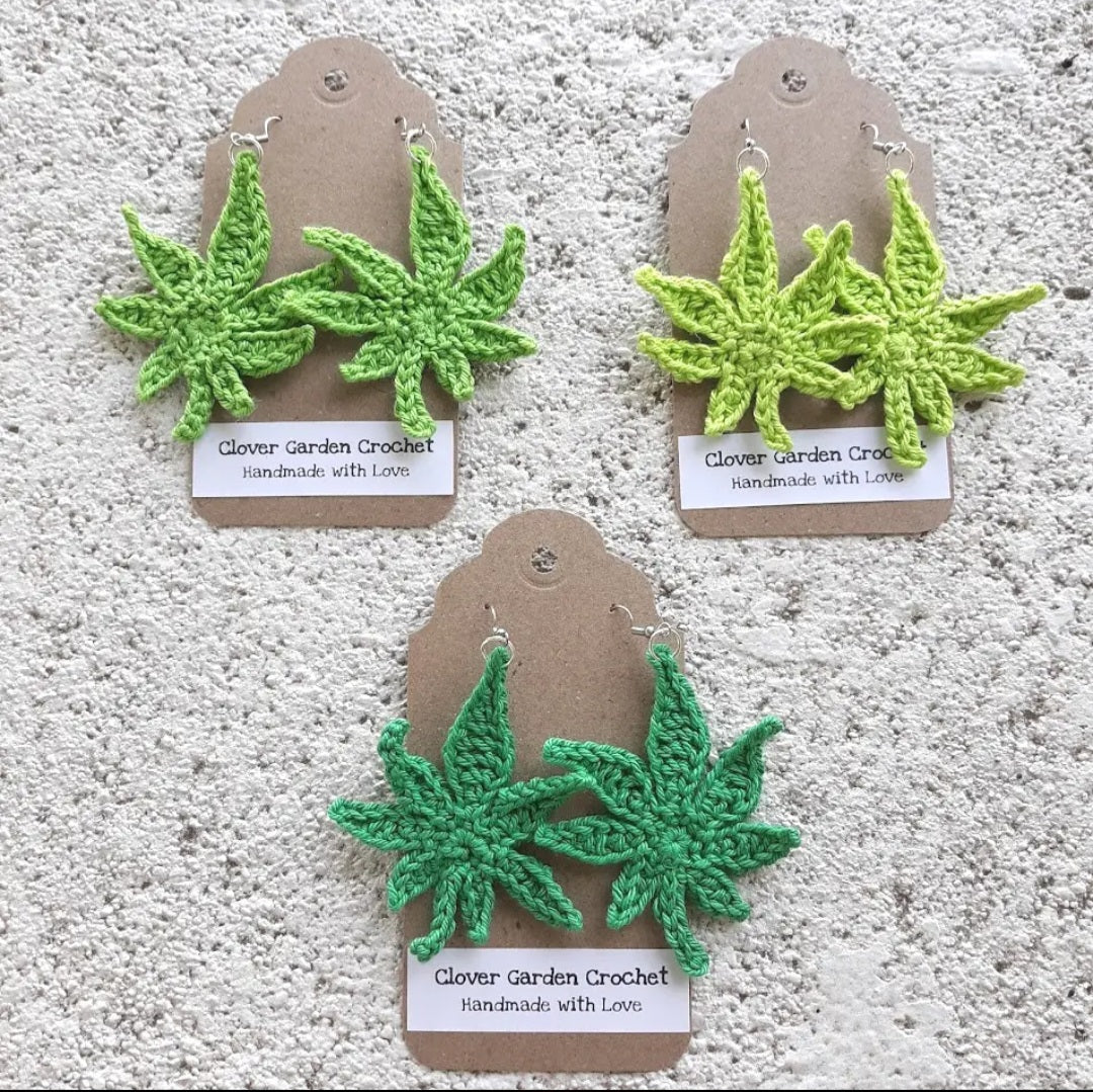 Crochet Leaf Earrings