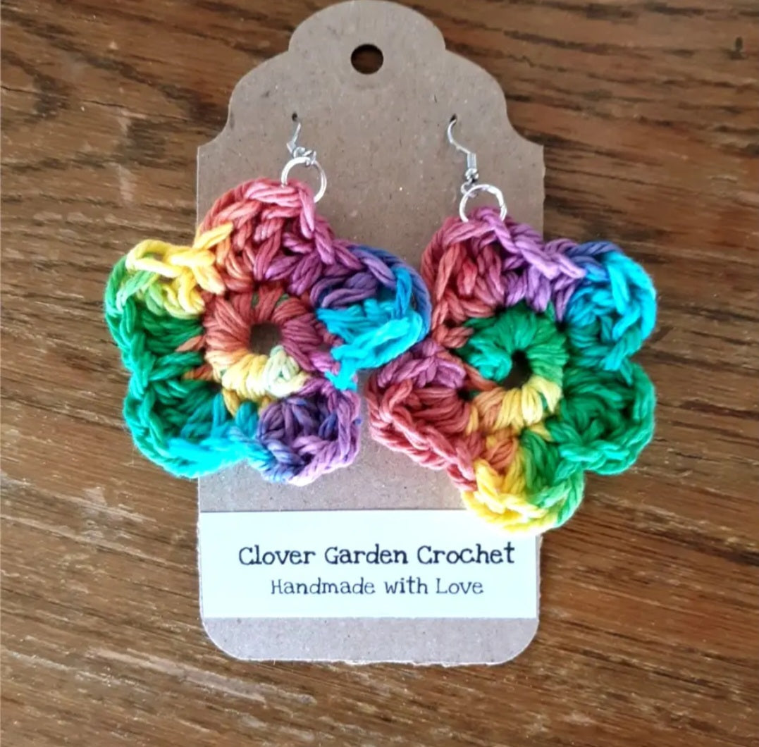 Crochet Flower Drop Earrings