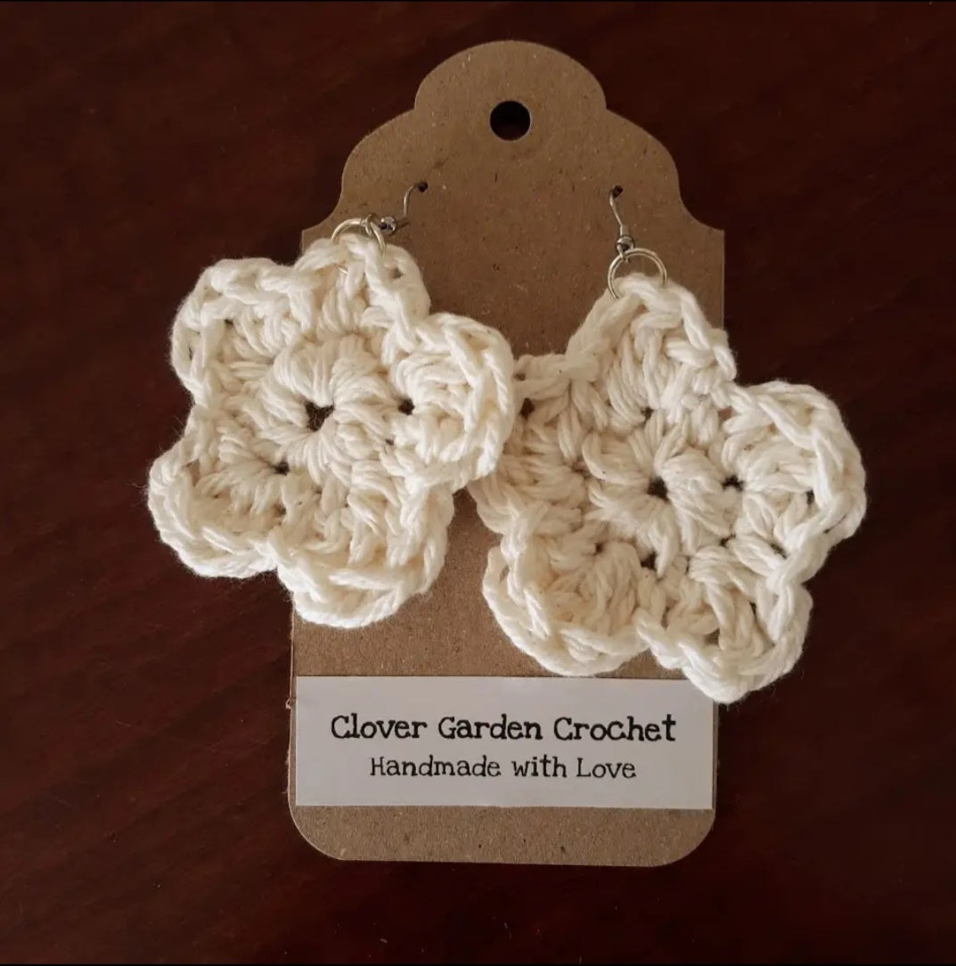 Crochet Flower Drop Earrings