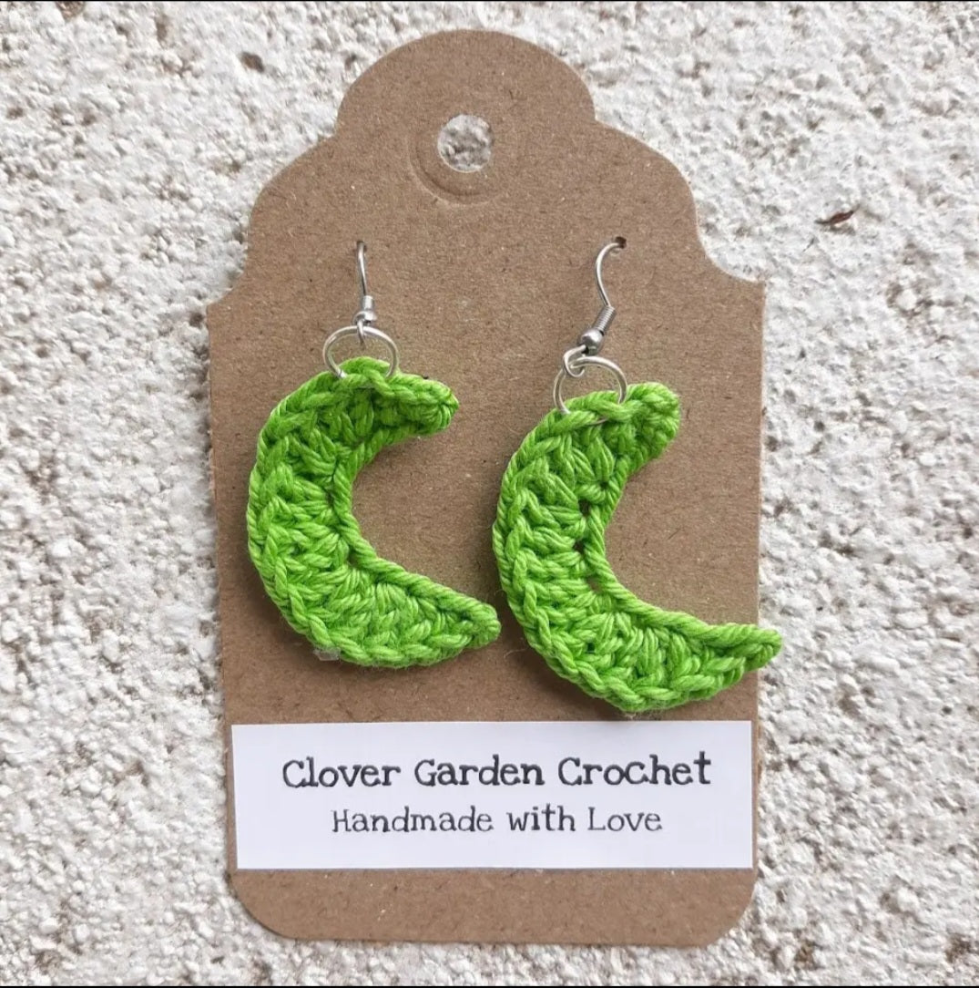 Crochet Moon Drop Earrings