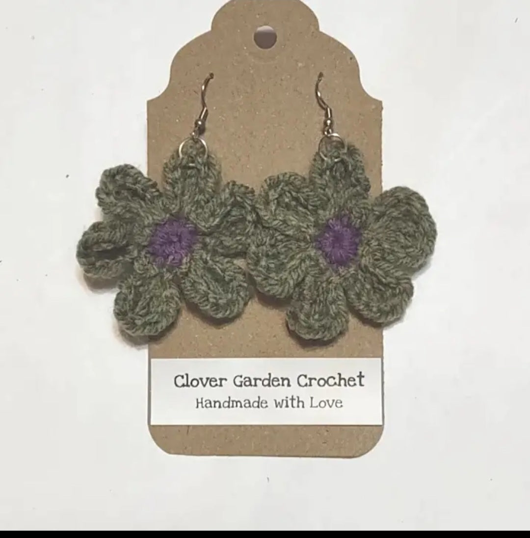 Crochet Flower Drop Earrings