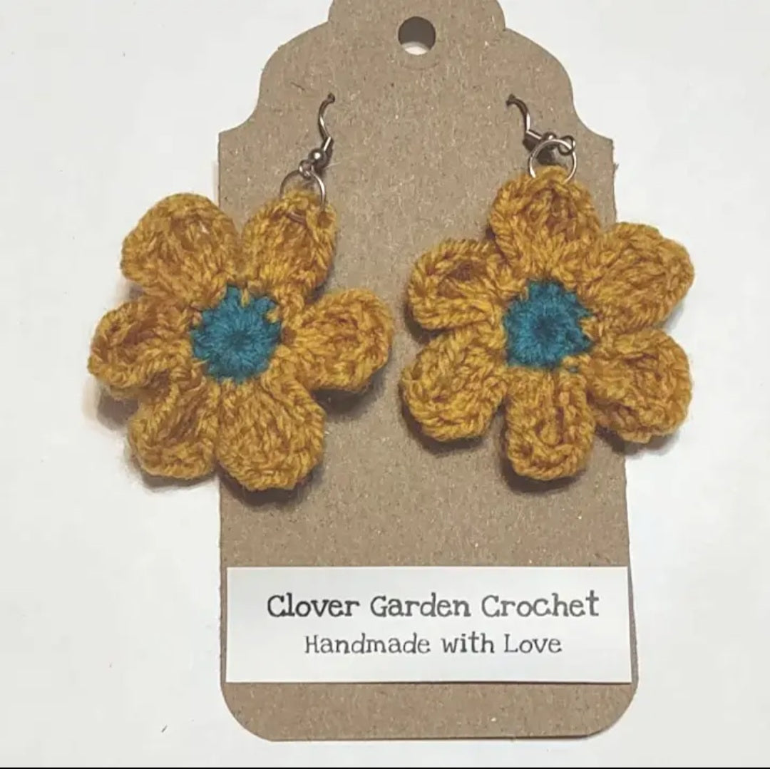 Crochet Flower Drop Earrings