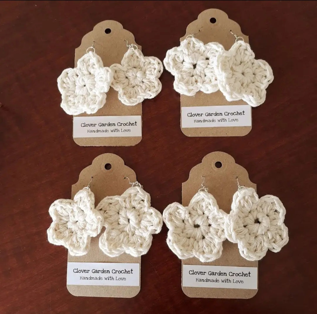 Crochet Flower Drop Earrings
