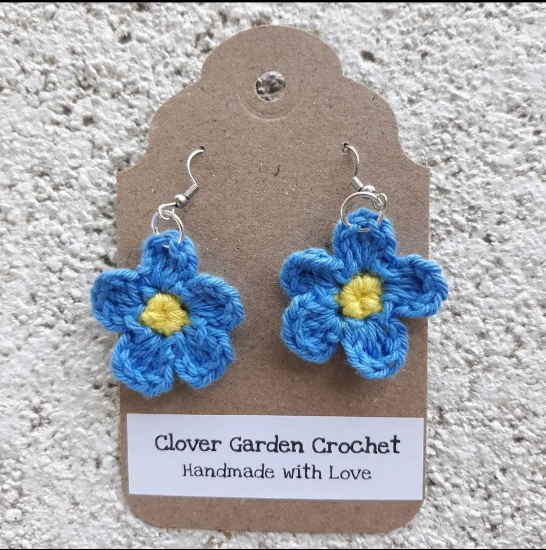 Crochet Flower Drop Earrings