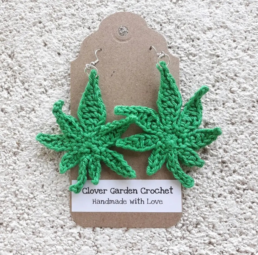Crochet Leaf Earrings
