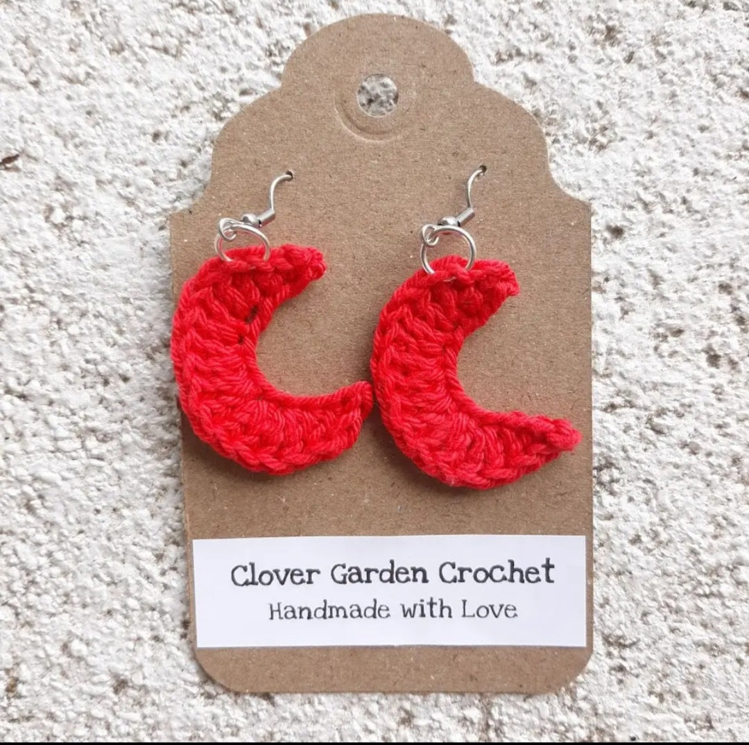 Crochet Moon Drop Earrings