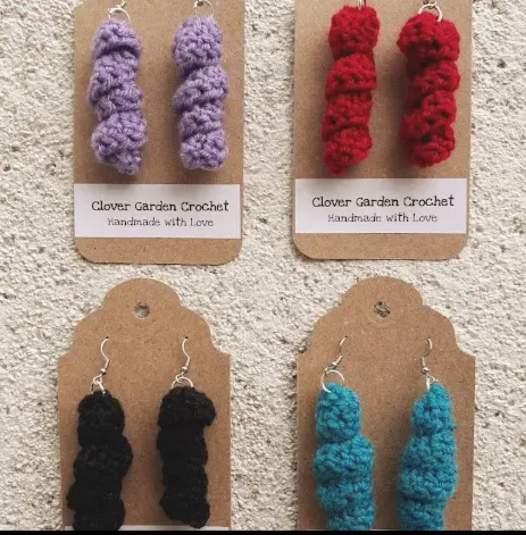 Crochet Dangle Twist Drop Earrings