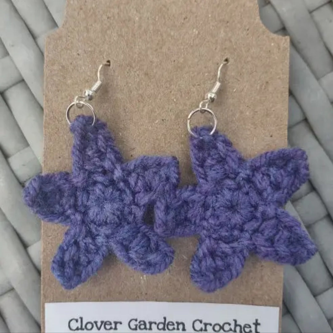 Crochet Star or Starfish Drop Earrings